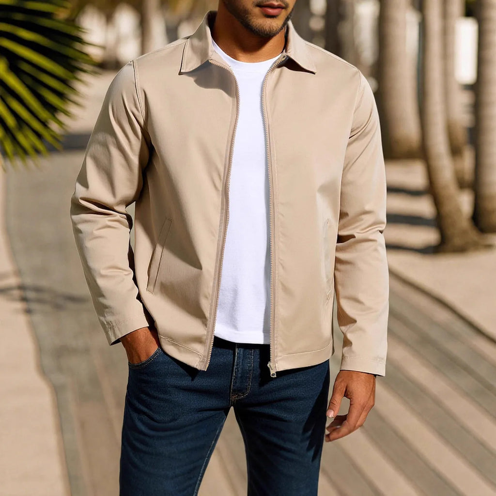 Men's zipper cardigan jacket with raglan sleeves in emerald green.
