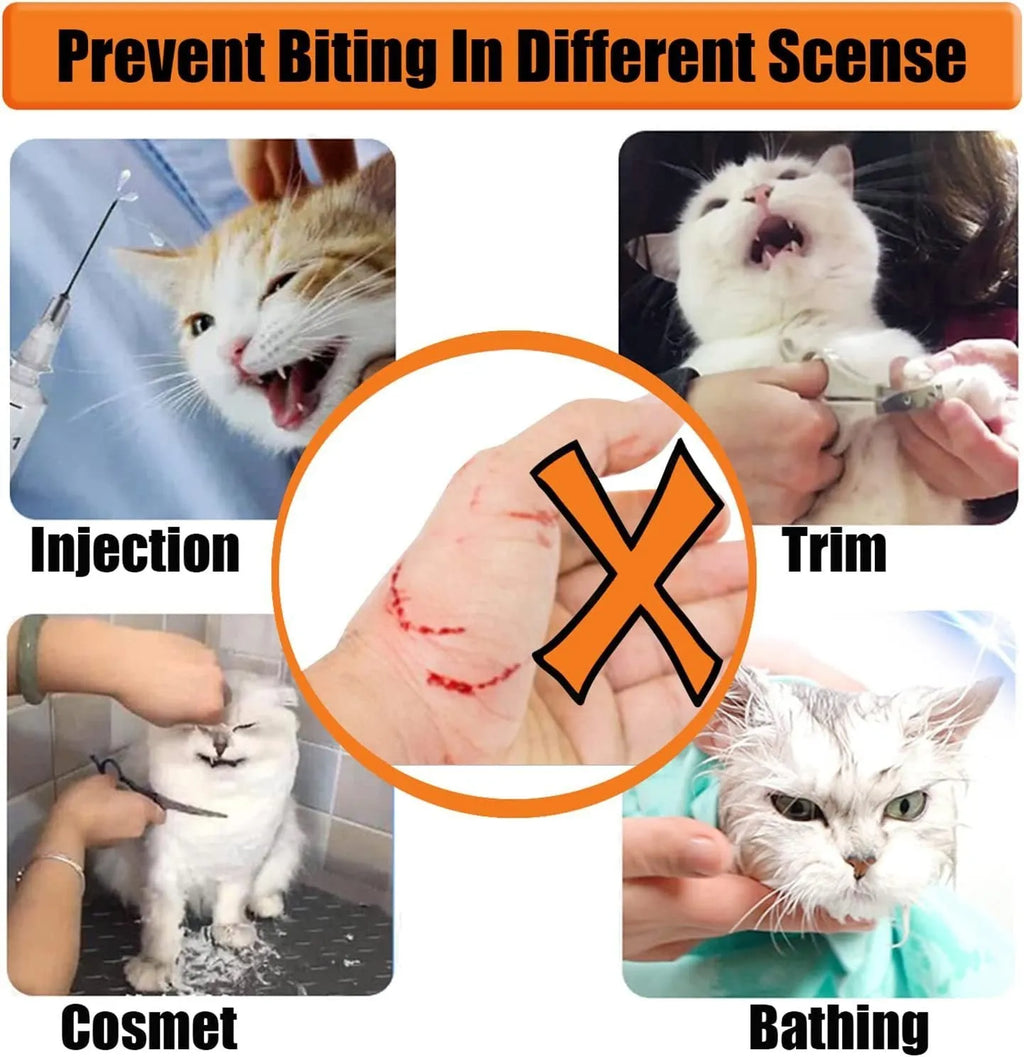 Clear transparent cat muzzle with breathable cotton construction and central breathing hole
