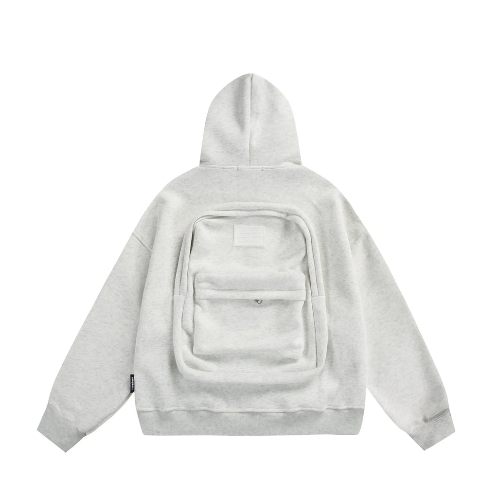 Solid colour loose-fit cardigan coat with small back bag detail in cotton blend fabric.