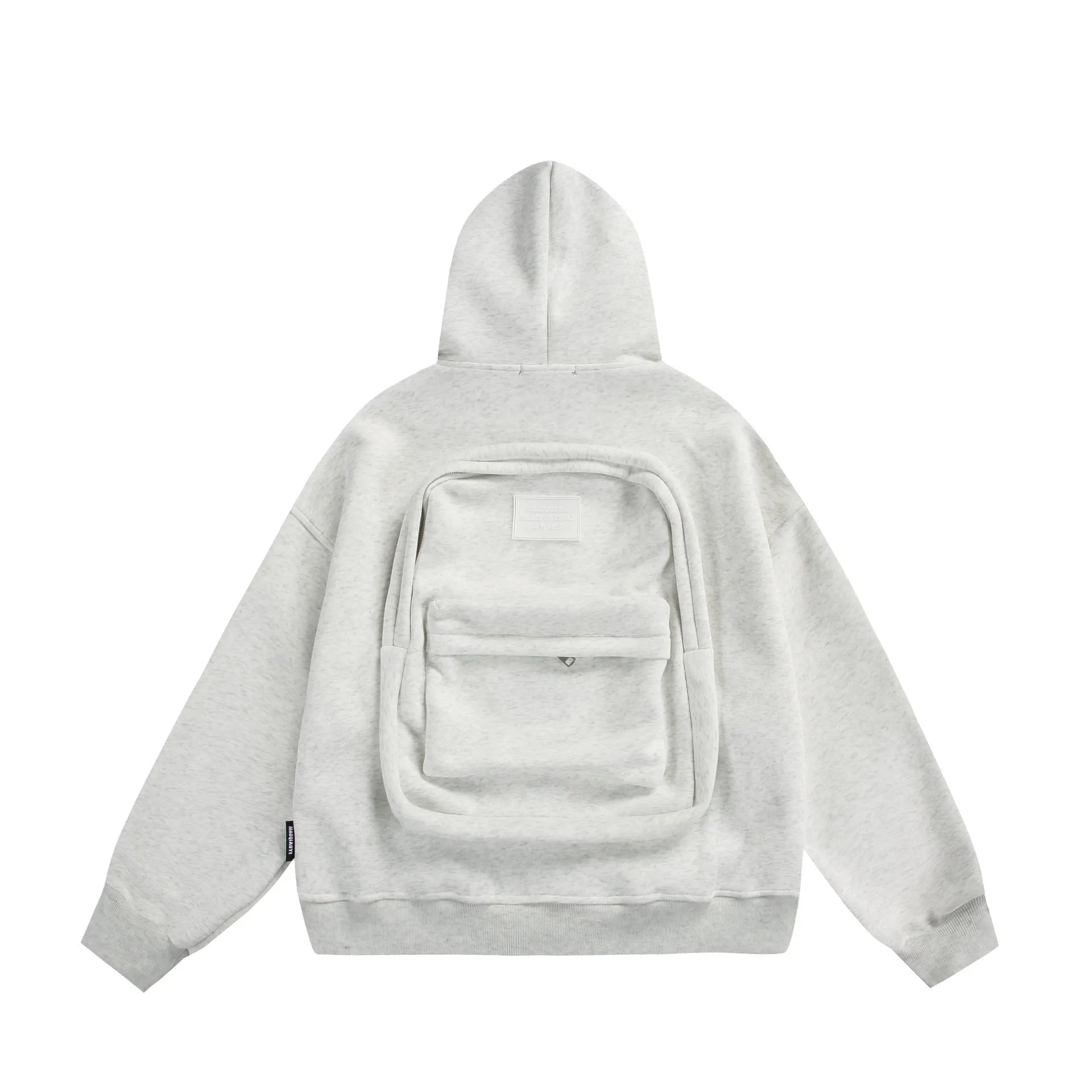 Solid colour loose-fit cardigan coat with small back bag detail in cotton blend fabric.