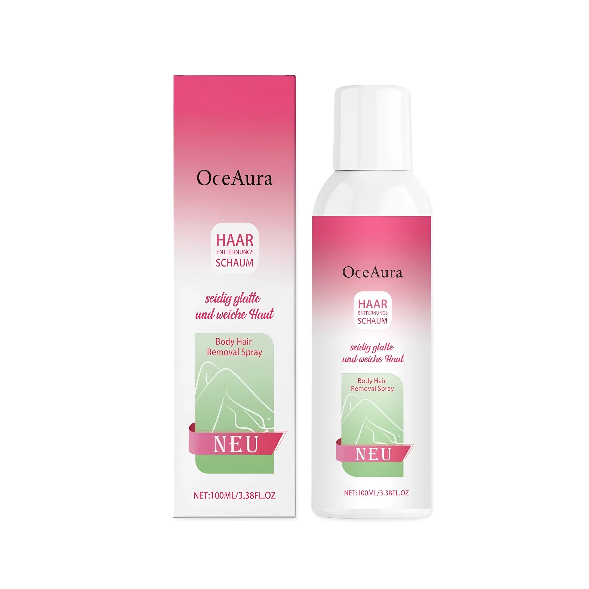 100 ml aerosol can of body hair removal spray for legs and bikini line.