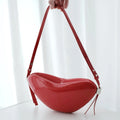 Peach Heart High Sense Girly Simplicity crossbody bag heart shaped solid red PU with sandwich pocket and shoulder strap