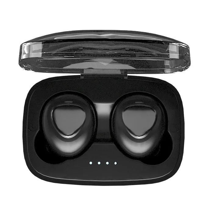 Bluetooth TWS sports mini wireless headset in black boxed packaging, ABS earplug style