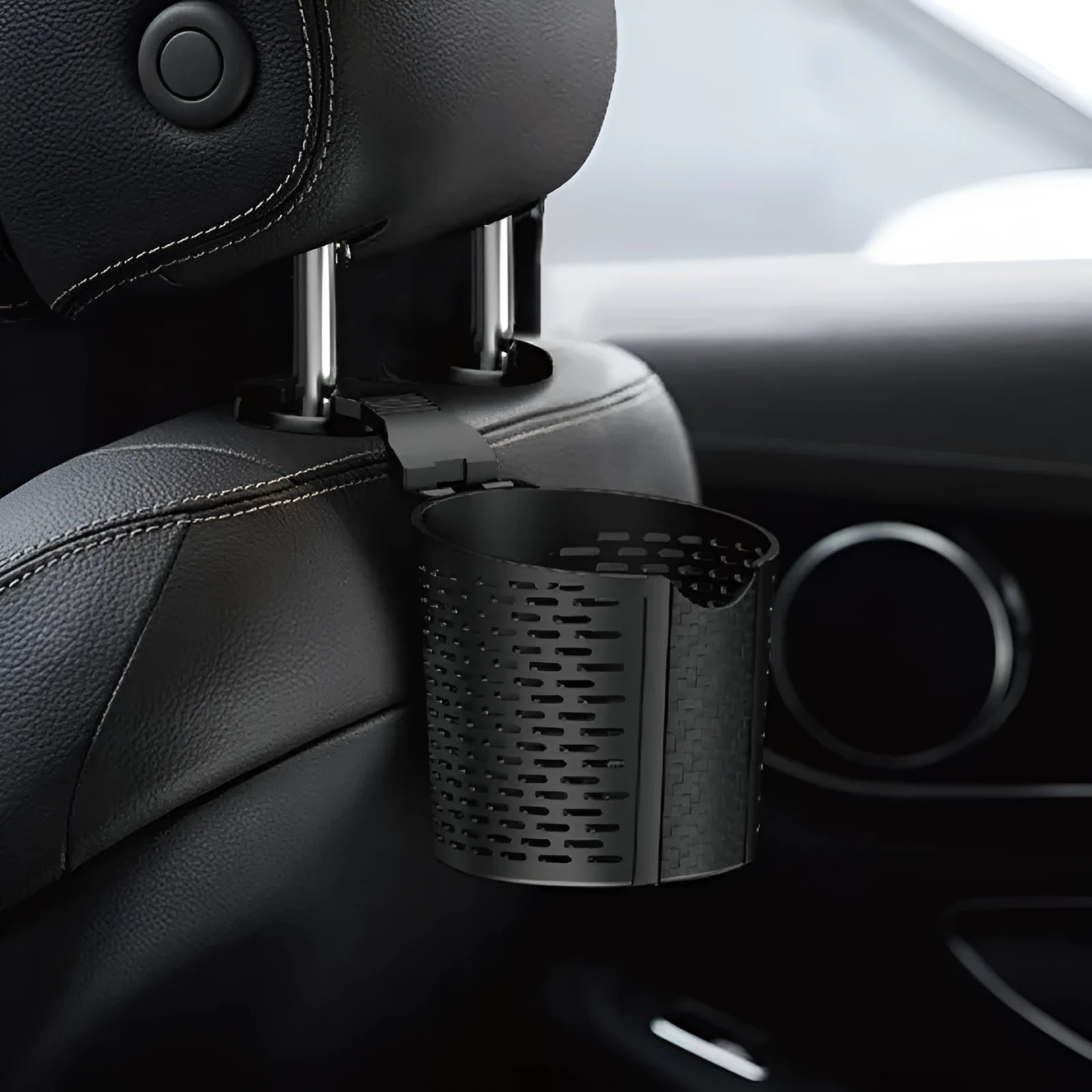 Black TPR multifunctional car cup holder rack attached to chair back with cup