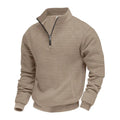 Men's stand-up collar long sleeve jacquard small check sweatshirt in light gray side view