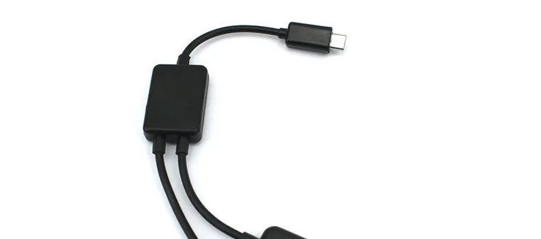 Black micro USB OTG one-to-four multi-port adapter with 0.25m cable for Android devices
