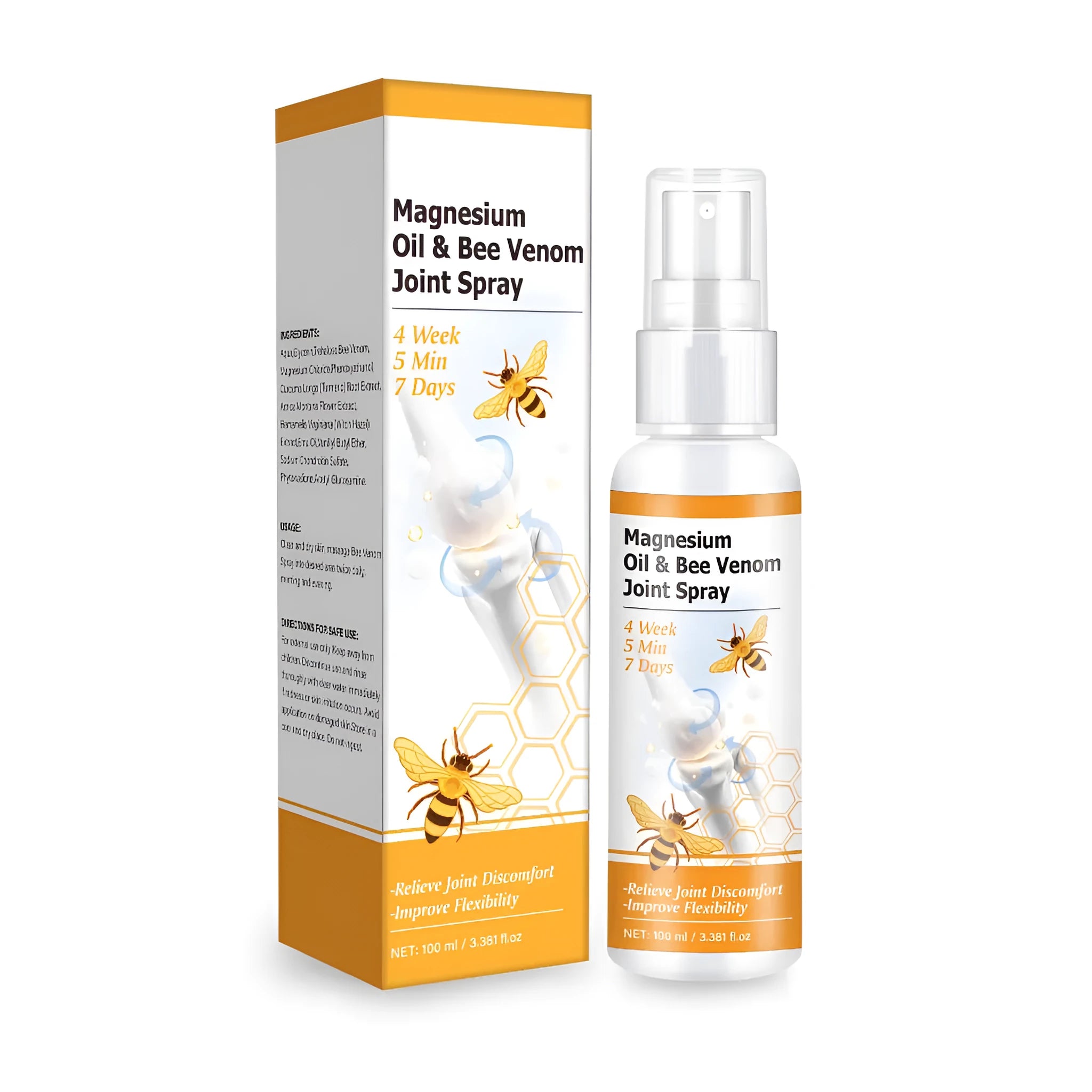 Bottle of magnesium oil joint spray gel, 100 ml, with spray applicator.