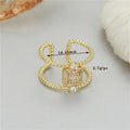 Gold-plated copper open ring with adjustable opening and U-shaped asymmetrical design