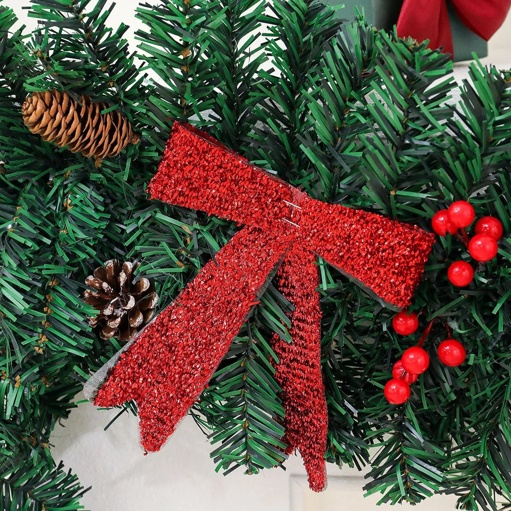 Christmas rattan pine cone bow decorative showcase with European style design