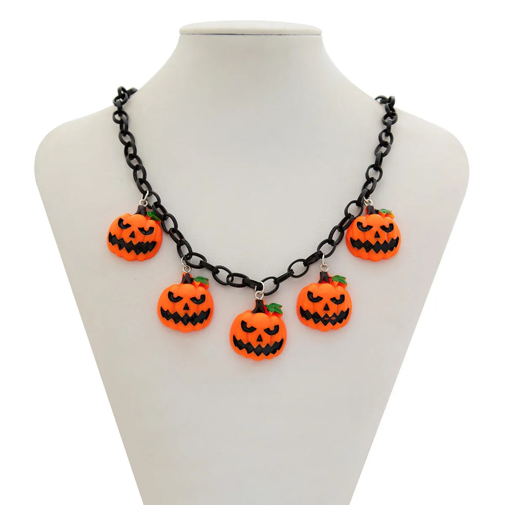 Halloween ghost pumpkin necklace with cartoon acrylic pendant on plastic chain