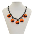 Halloween ghost pumpkin necklace with cartoon acrylic pendant on plastic chain