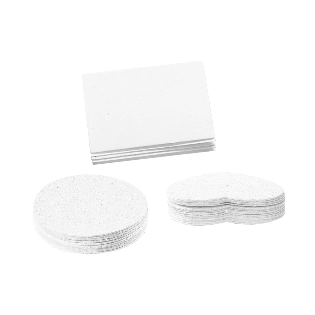 Wood pulp paper painting sponge set with heart, round, and square shapes plus six cartoon fountain pens