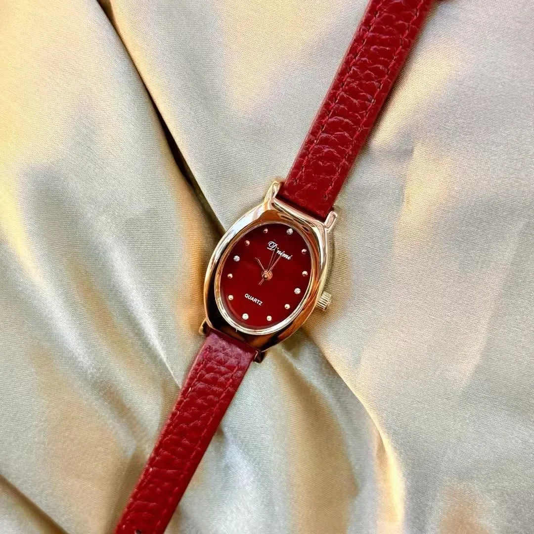 Ankela Red alloy women's watch with Chinese style design, showing 8mm thickness and various colour options.