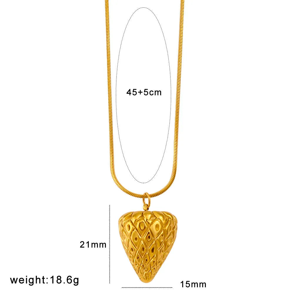 Stainless steel necklace with fruit pendant choices: apple, grape, watermelon, pineapple, strawberry, banana.