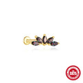 S925 sterling silver flat head thread piercing earrings with geometry rainbow stone in gold colour