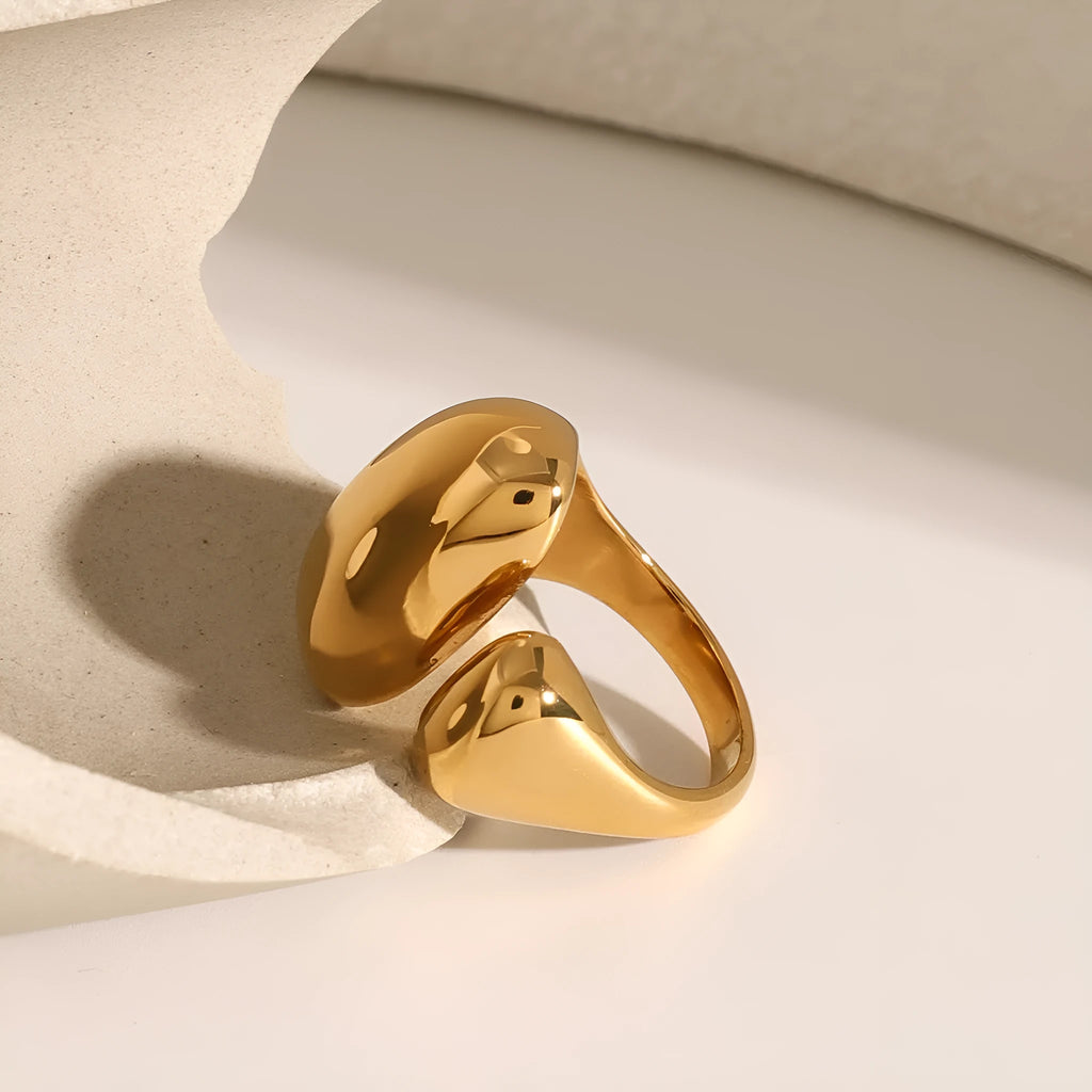 Women's stainless steel geometric open ring with electroplated JDR2405081 colour finish