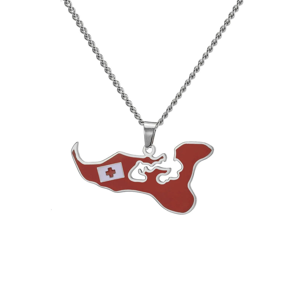 Women's creative all-match map pendant necklace in titanium steel with adjustable 51-60cm chain, gold colour option