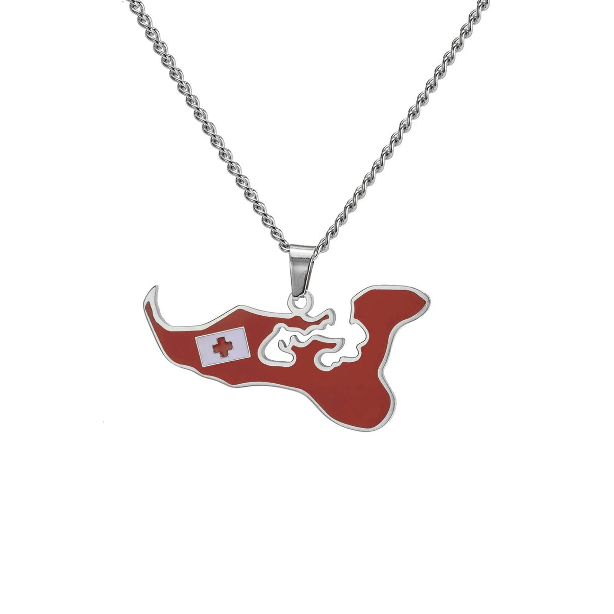 Women's creative all-match map pendant necklace in titanium steel with adjustable 51-60cm chain, gold colour option
