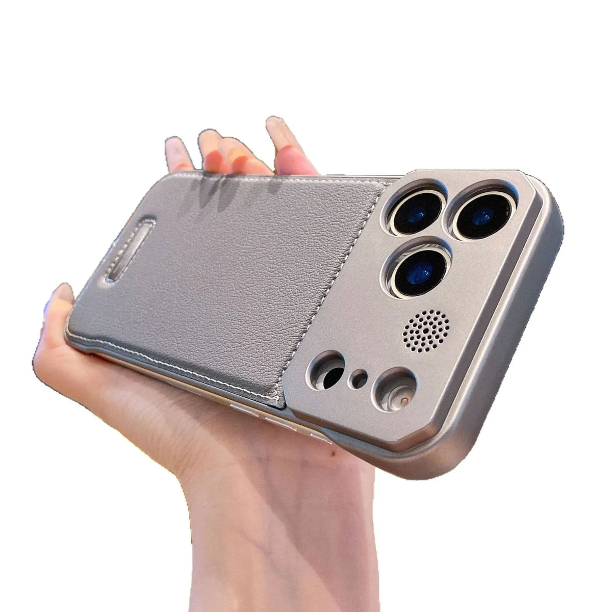 Imitation leather magnetic phone case for iPhone, half-pack design with frosted finish and aromatherapy feature