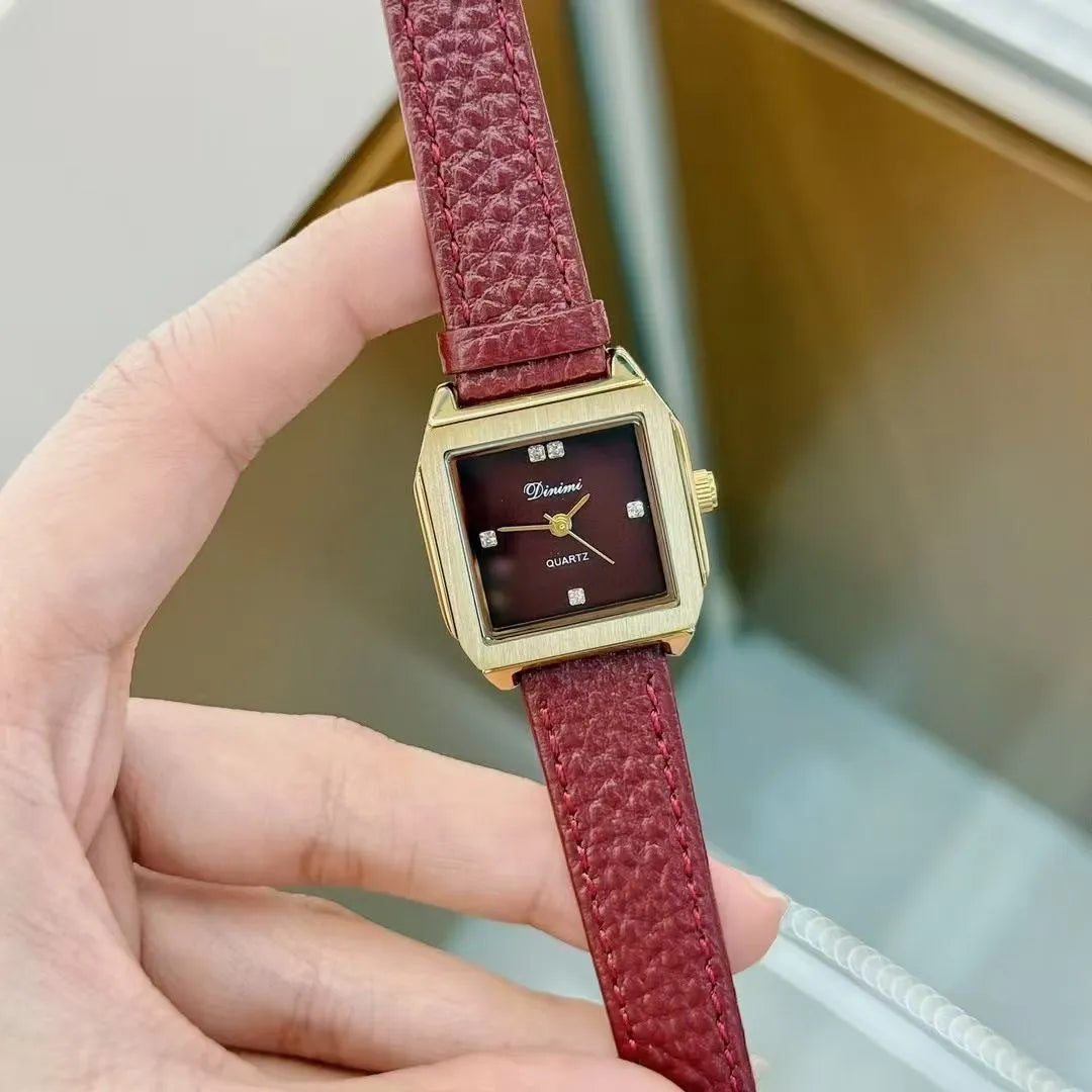 Ankela Red alloy women's watch with Chinese style design, showing 8mm thickness and various colour options.