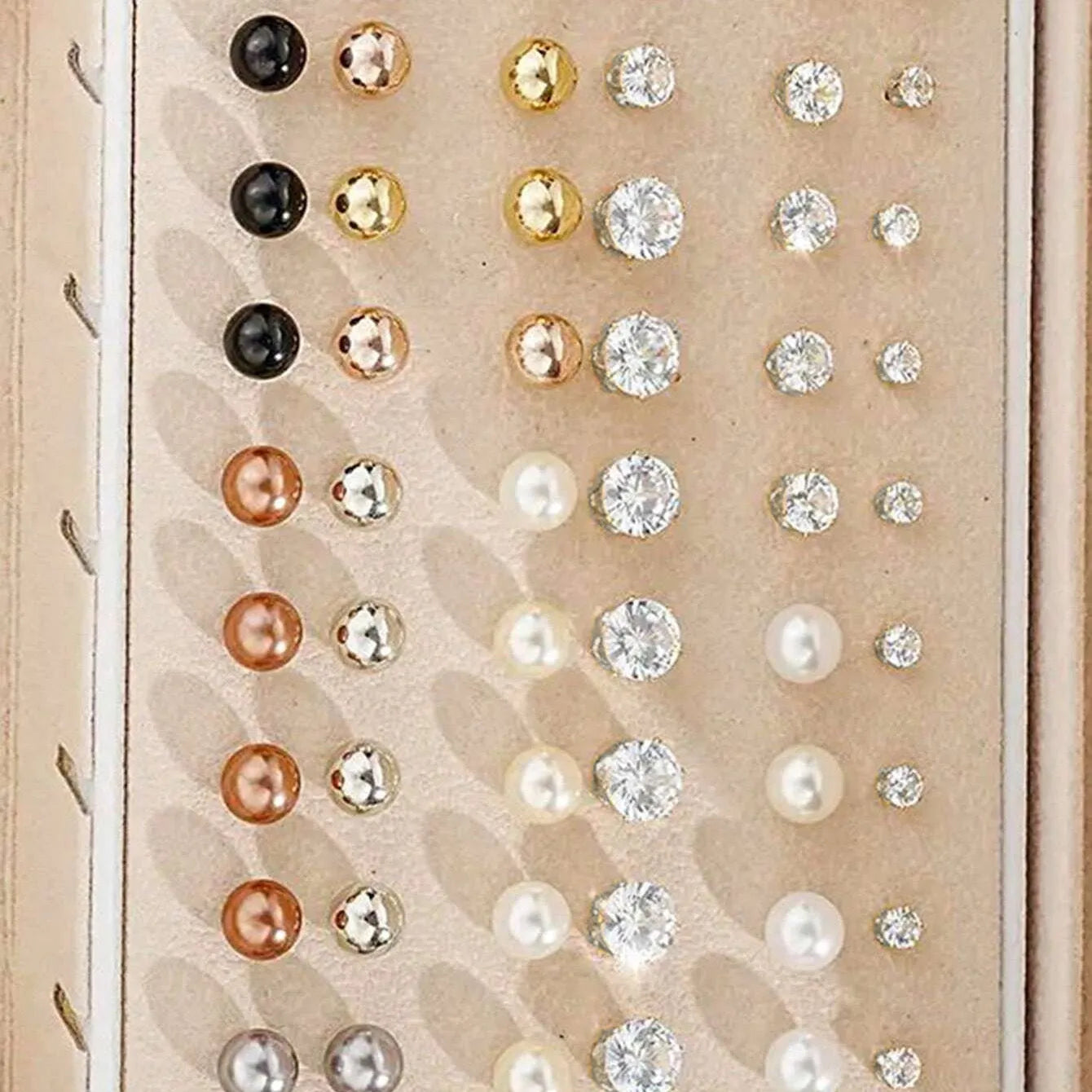 108-piece set of women's geometric pearl earrings in gold and yellow electroplated alloy