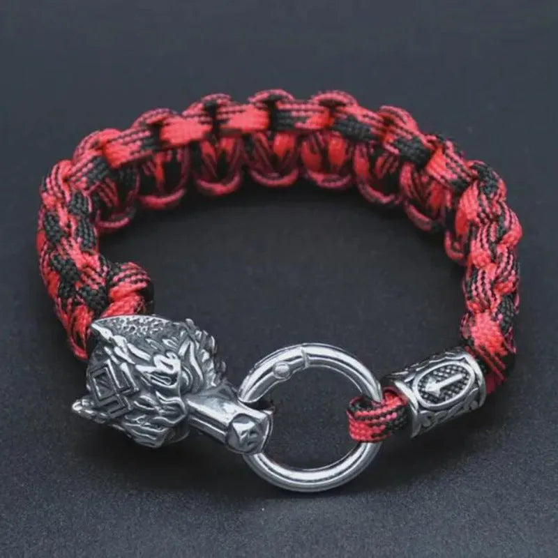 Handmade wolf head titanium steel bracelet in camouflage colour with polished finish