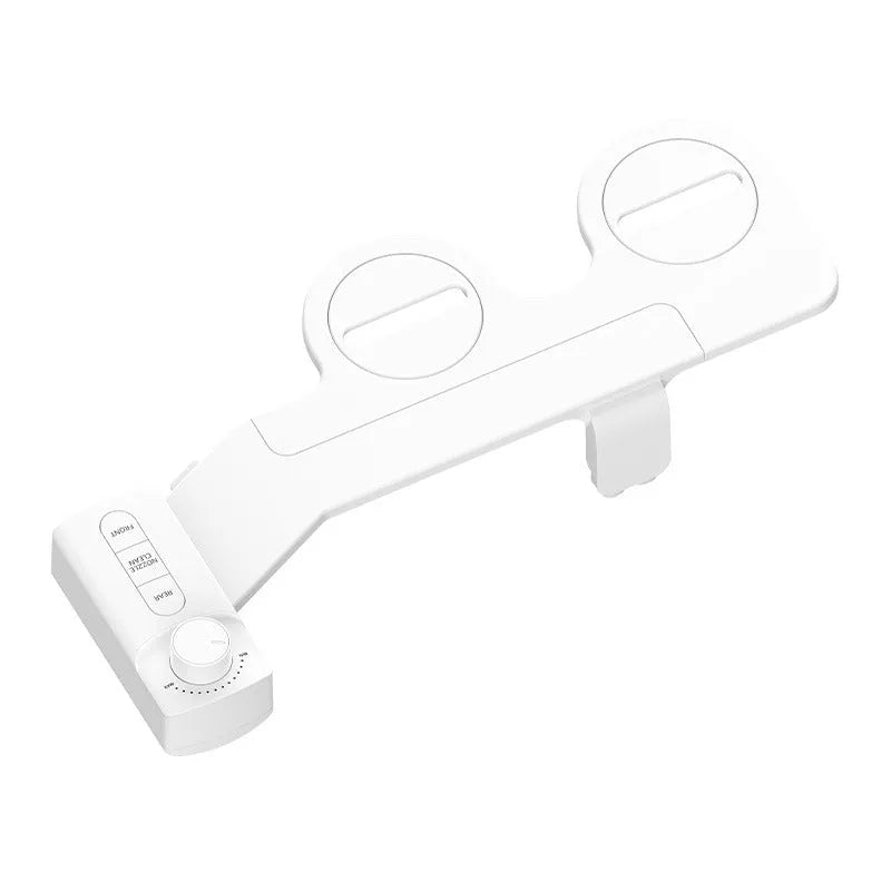 Pure white KB06 manual button wash toilet cleaning tool with ABS body, copper tee, and braided hose.