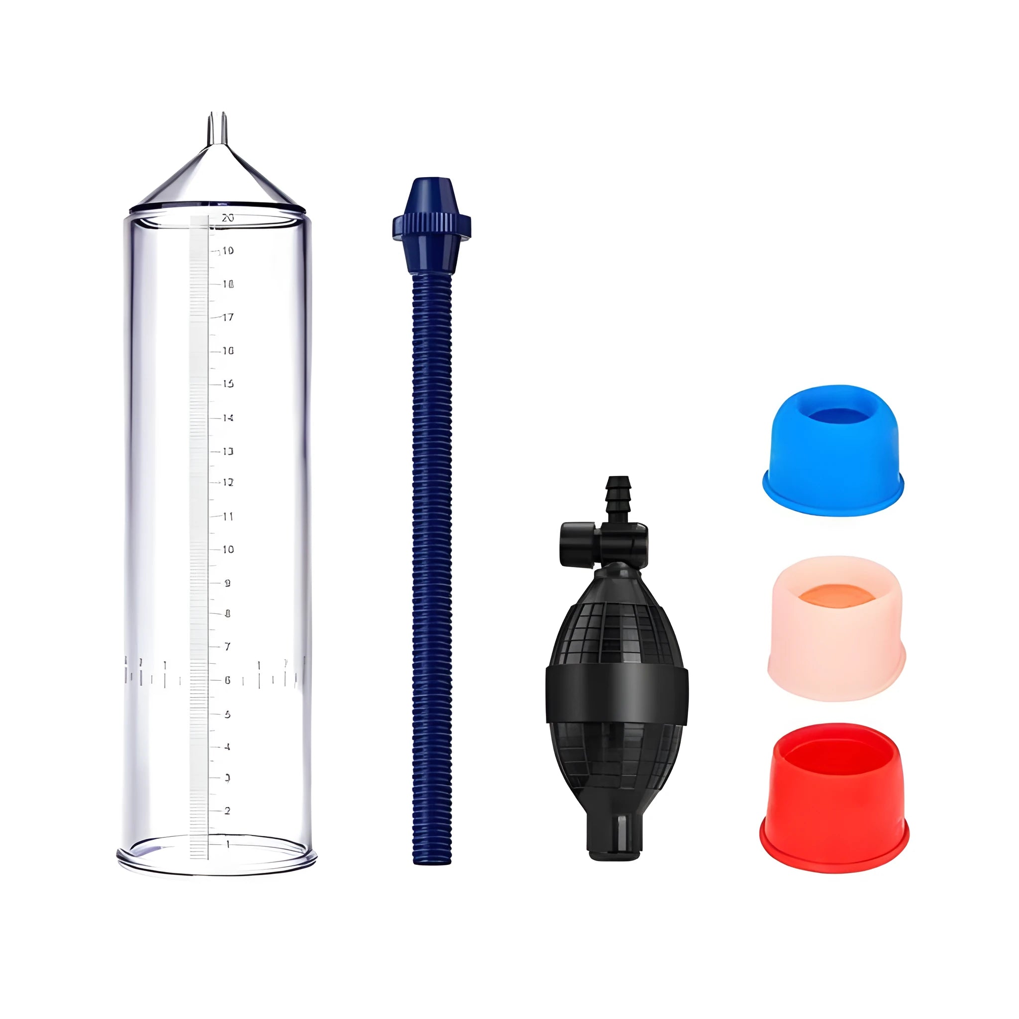 Male exercise machine silicone cover with plastic valve exerciser and accessory components