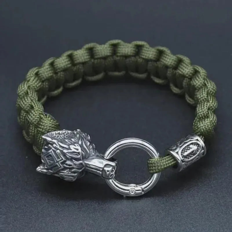 Handmade wolf head titanium steel bracelet in camouflage colour with polished finish