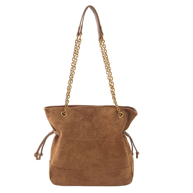 Retro suede diamond chain underarm bag women 29x8.5x28.5cm brown beige khaki black coffee