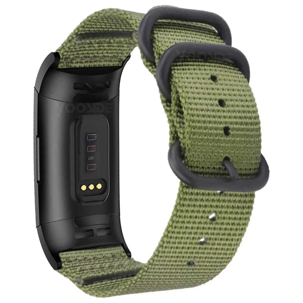 Fitbit Charge nylon replacement strap with three-ring buckle in multiple colour options
