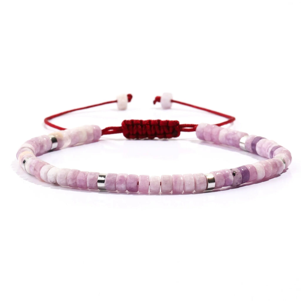 Women's hand-woven tigereye turquoise cylindrical flat bead bracelet with geometric texture and bamboo joint details