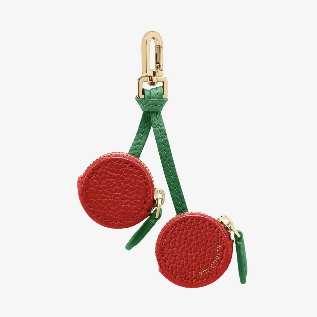 PU leather coin purse keychain with zip and detachable chain in cherry red colour