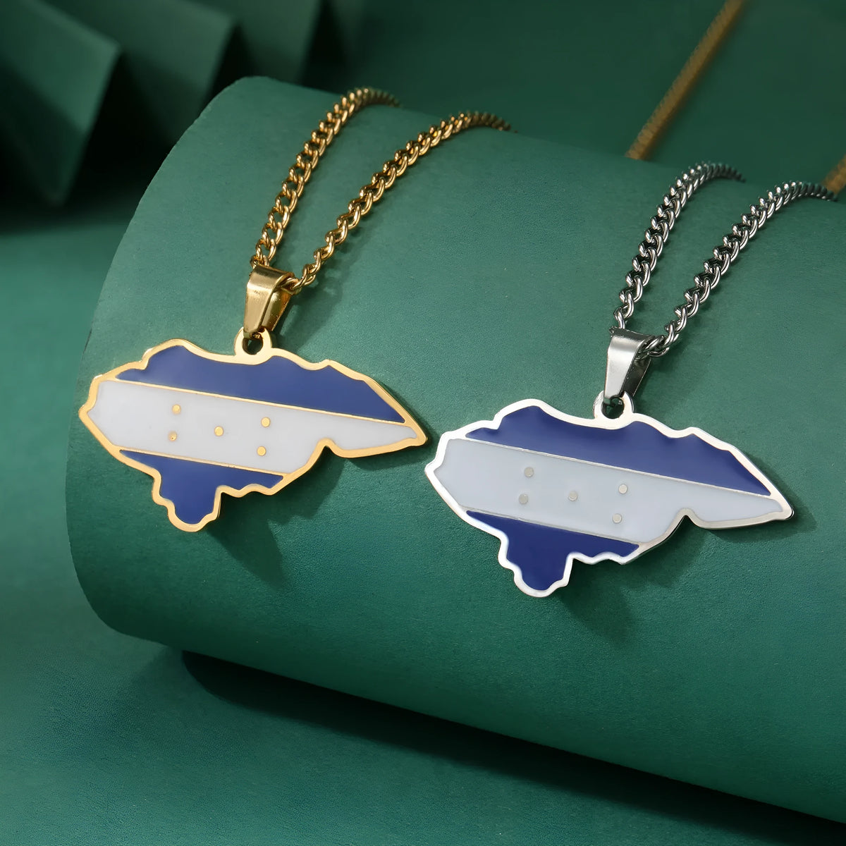 Women's creative all-match map pendant necklace in titanium steel with adjustable 51-60cm chain, gold colour option