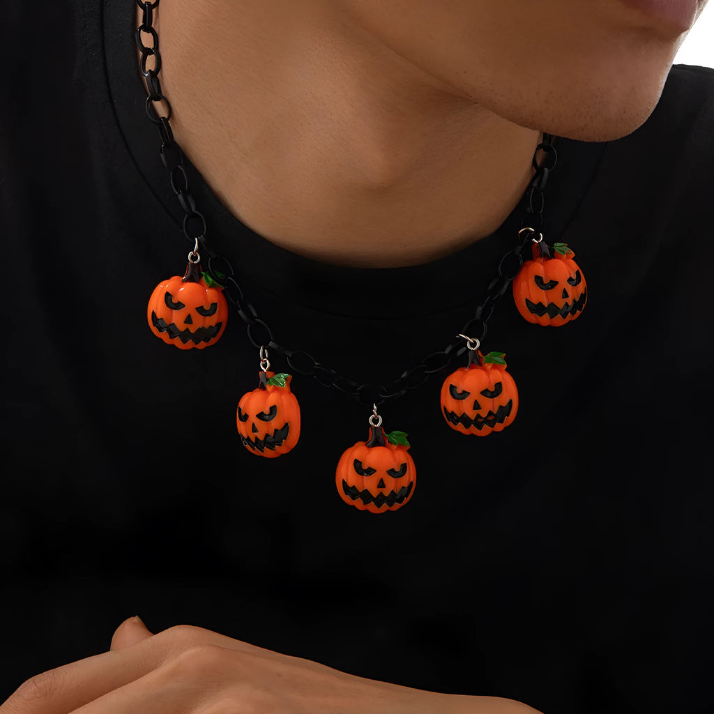 Halloween ghost pumpkin necklace with cartoon acrylic pendant on plastic chain