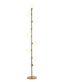 Tall minimalist Nordic floor lamp with wrought iron stand, glass details, and a marble foundation base.