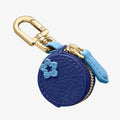 PU leather coin purse keychain with zip and detachable chain in cherry red colour