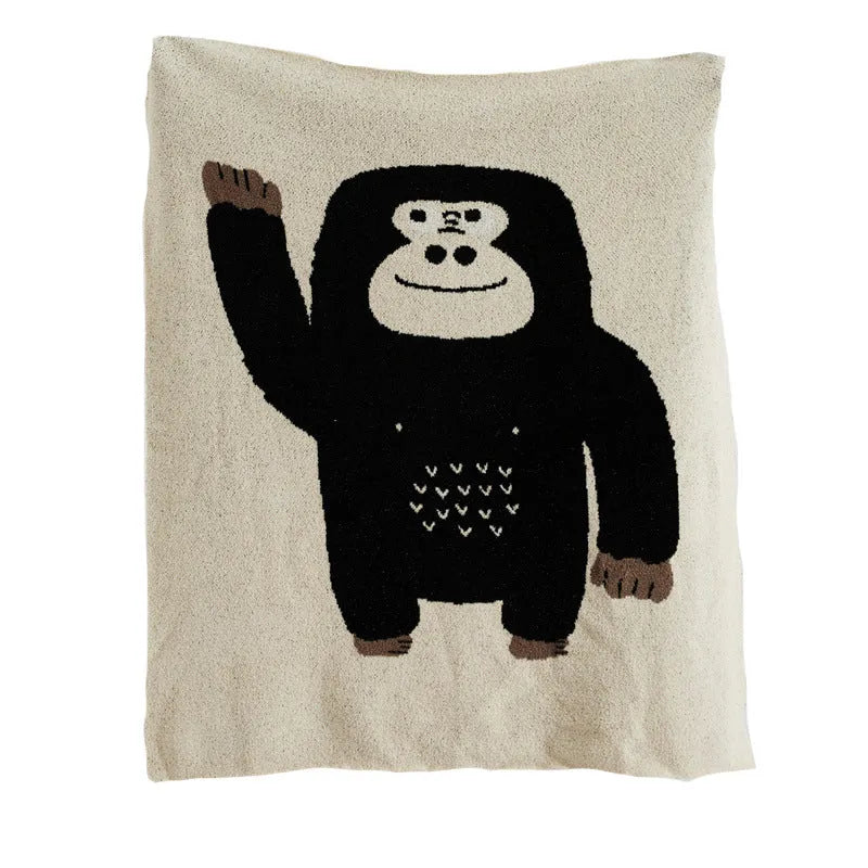 Class A Nordic style knitted velvet polyester pillowcase with cartoon anime pattern in black big face colour