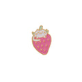 Alloy cake cat brooch with strawberry decoration and dripping oil effect in multiple colour options