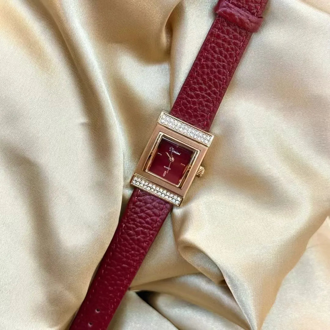 Ankela Red alloy women's watch with Chinese style design, showing 8mm thickness and various colour options.
