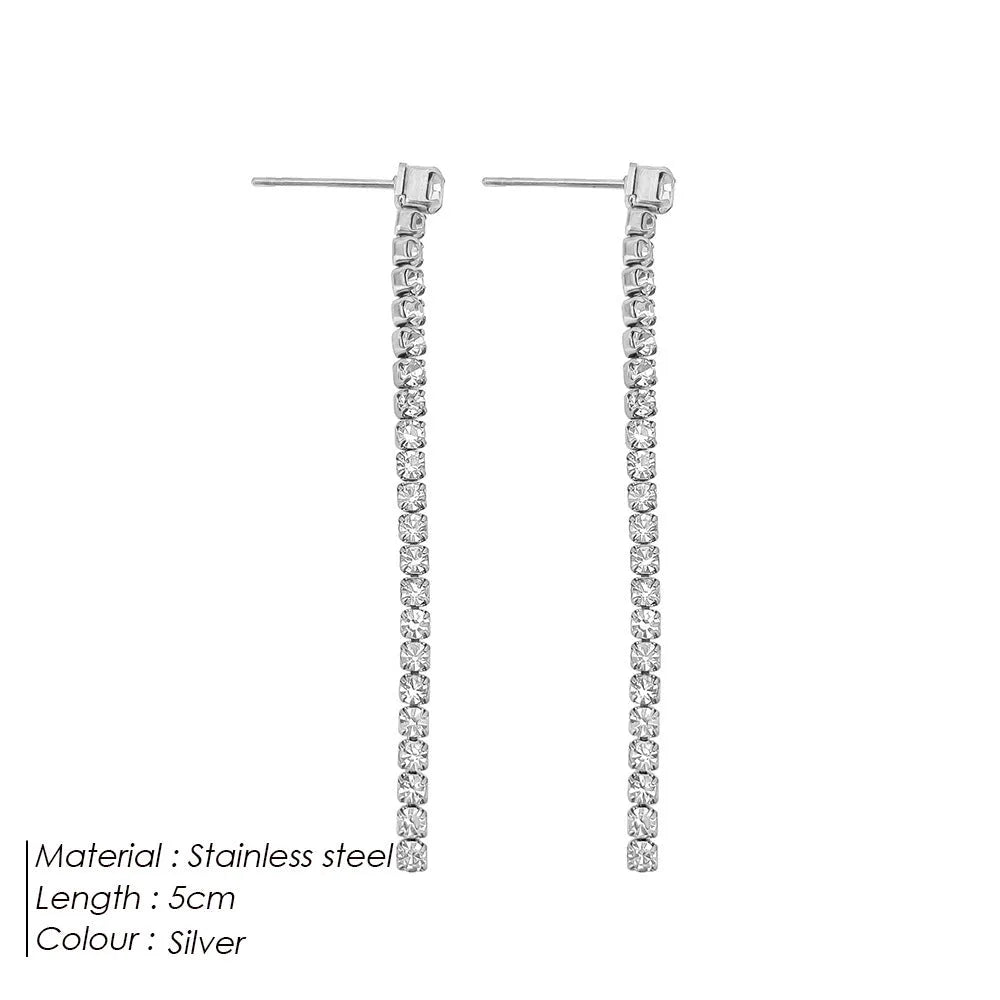 Geometric Chinese style zircon earrings in stainless steel with gold colour option