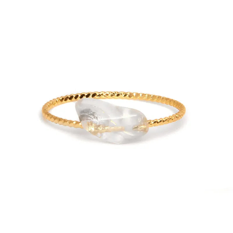 A geometric-shaped agate ring for women in an original design, showcasing natural stone colouration.