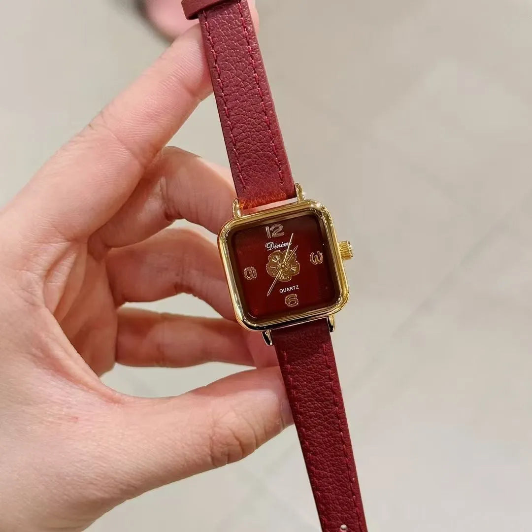 Ankela Red alloy women's watch with Chinese style design, showing 8mm thickness and various colour options.