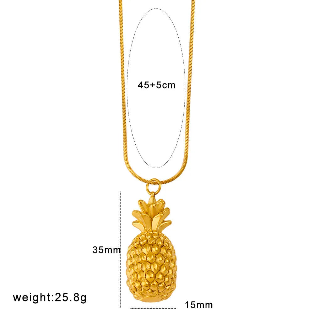 Stainless steel fruit-shaped necklace pendant on a 50 cm chain.