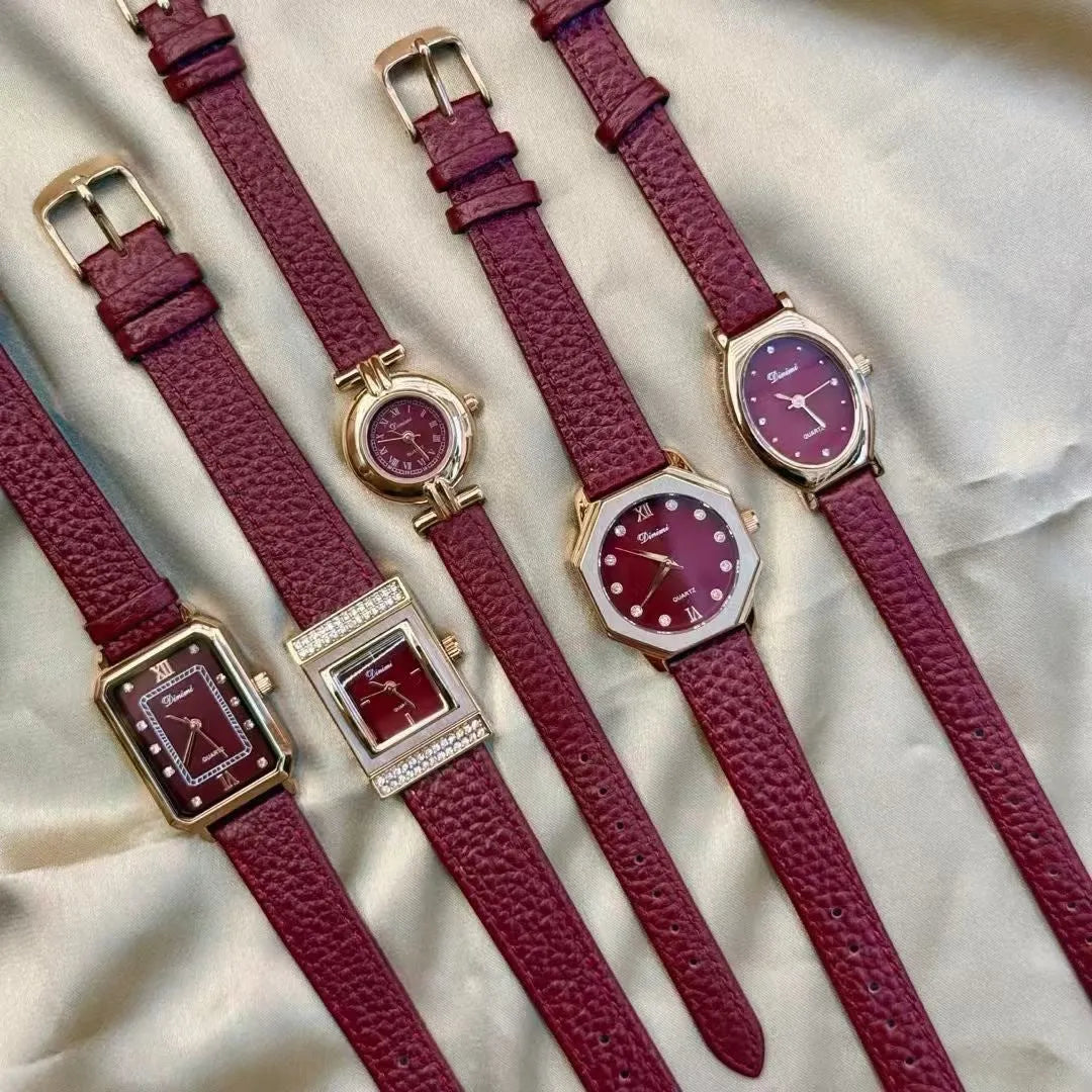 Ankela Red alloy women's watch with Chinese style design, showing 8mm thickness and various colour options.