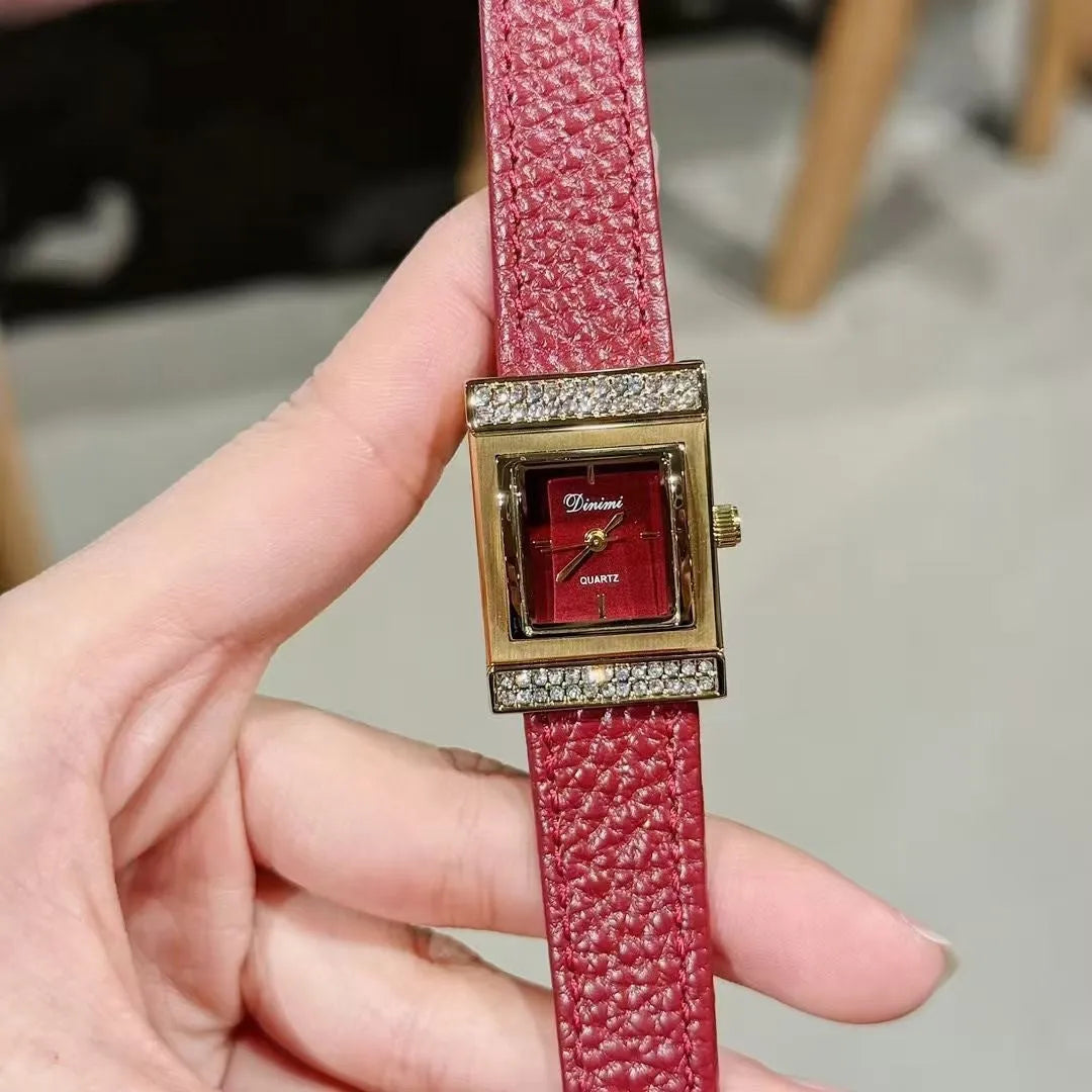 Ankela Red alloy women's watch with Chinese style design, showing 8mm thickness and various colour options.
