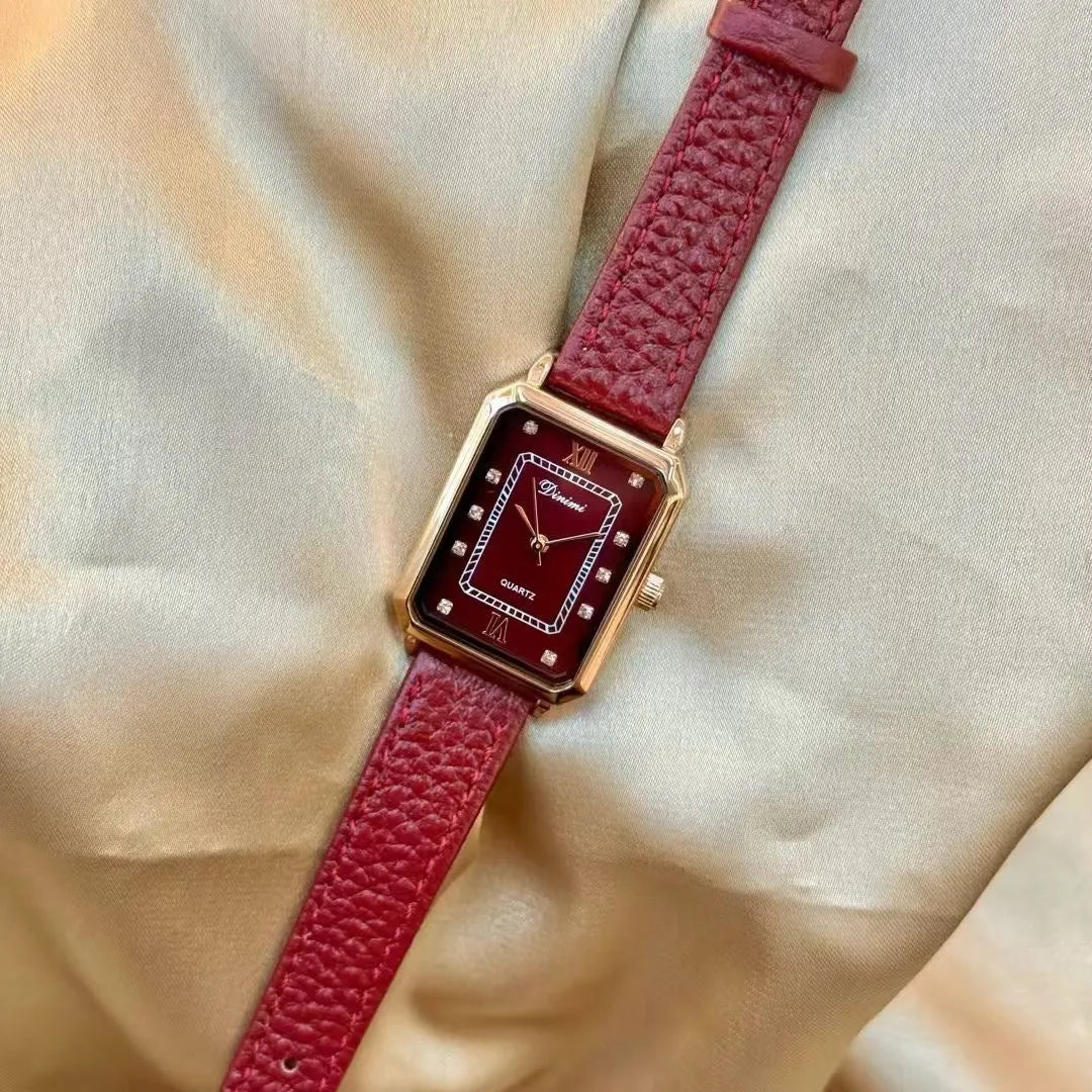 Ankela Red alloy women's watch with Chinese style design, showing 8mm thickness and various colour options.