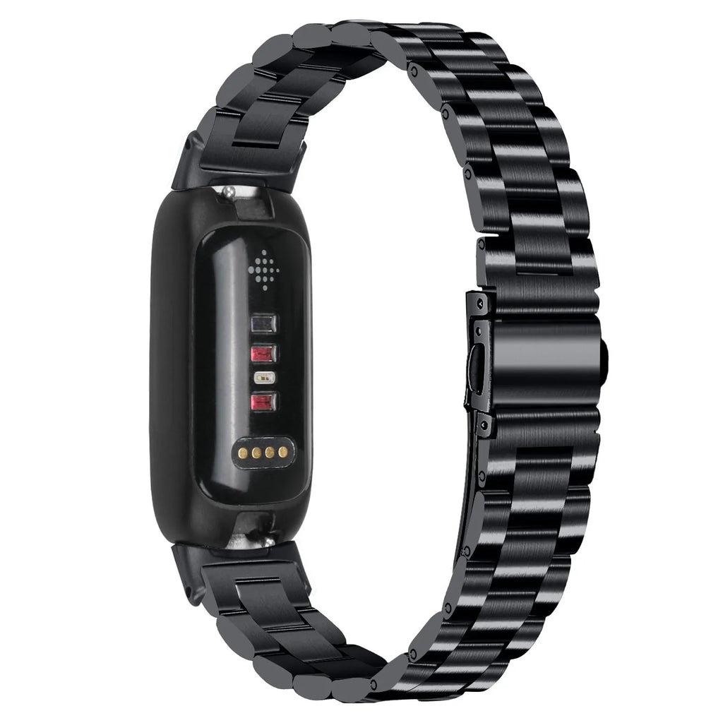 Stainless steel watch strap for Fitbit Inspire3 fitness tracker in multiple colour options showing 12mm interface
