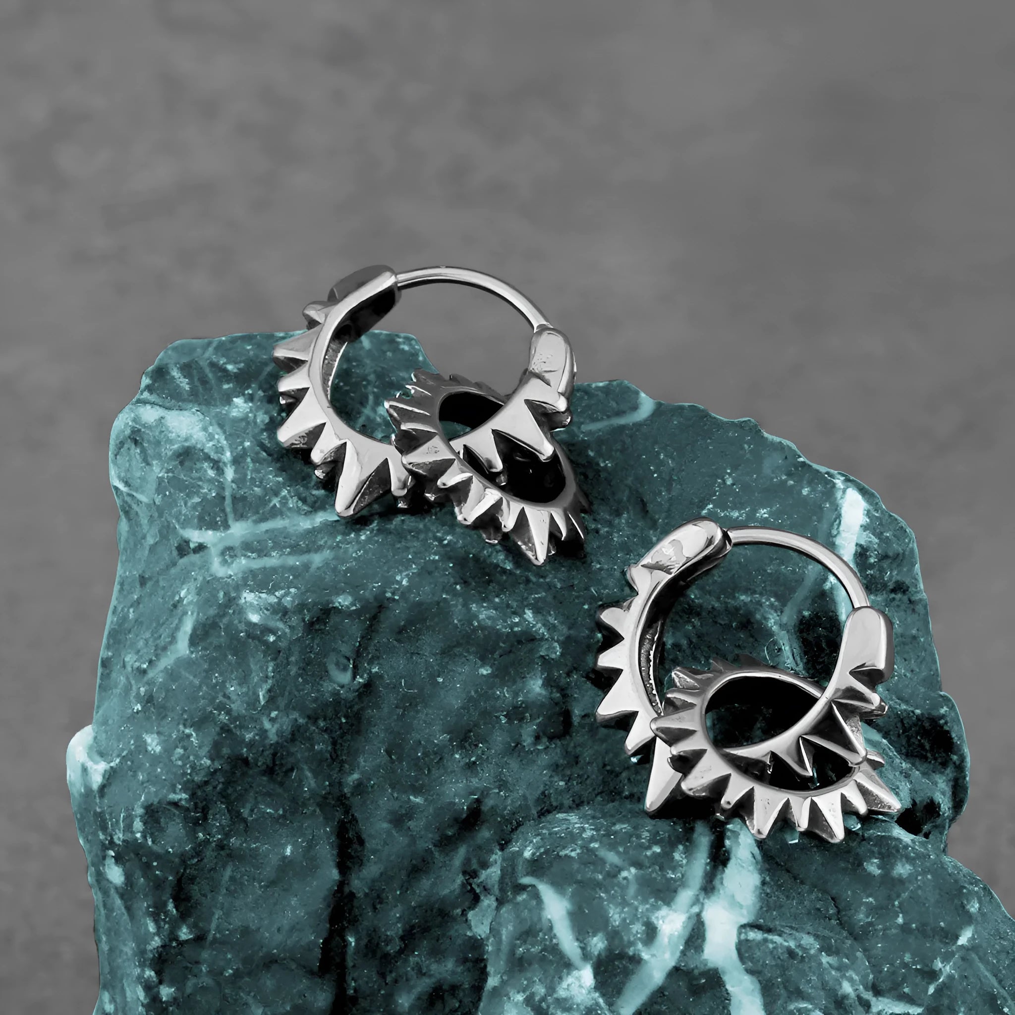 Round stainless steel hoop earrings with polished European retro titanium steel finish