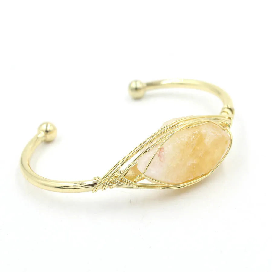 Natural raw gemstone ethnic bracelet with 8mm amorphous stones in nine colour variations